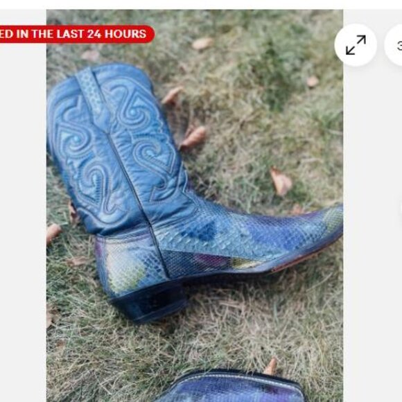 Men's Corral Exotic Python Cowboy Boots Snip Toe Blue Multi Color Sz 10 EE - Picture 8 of 11